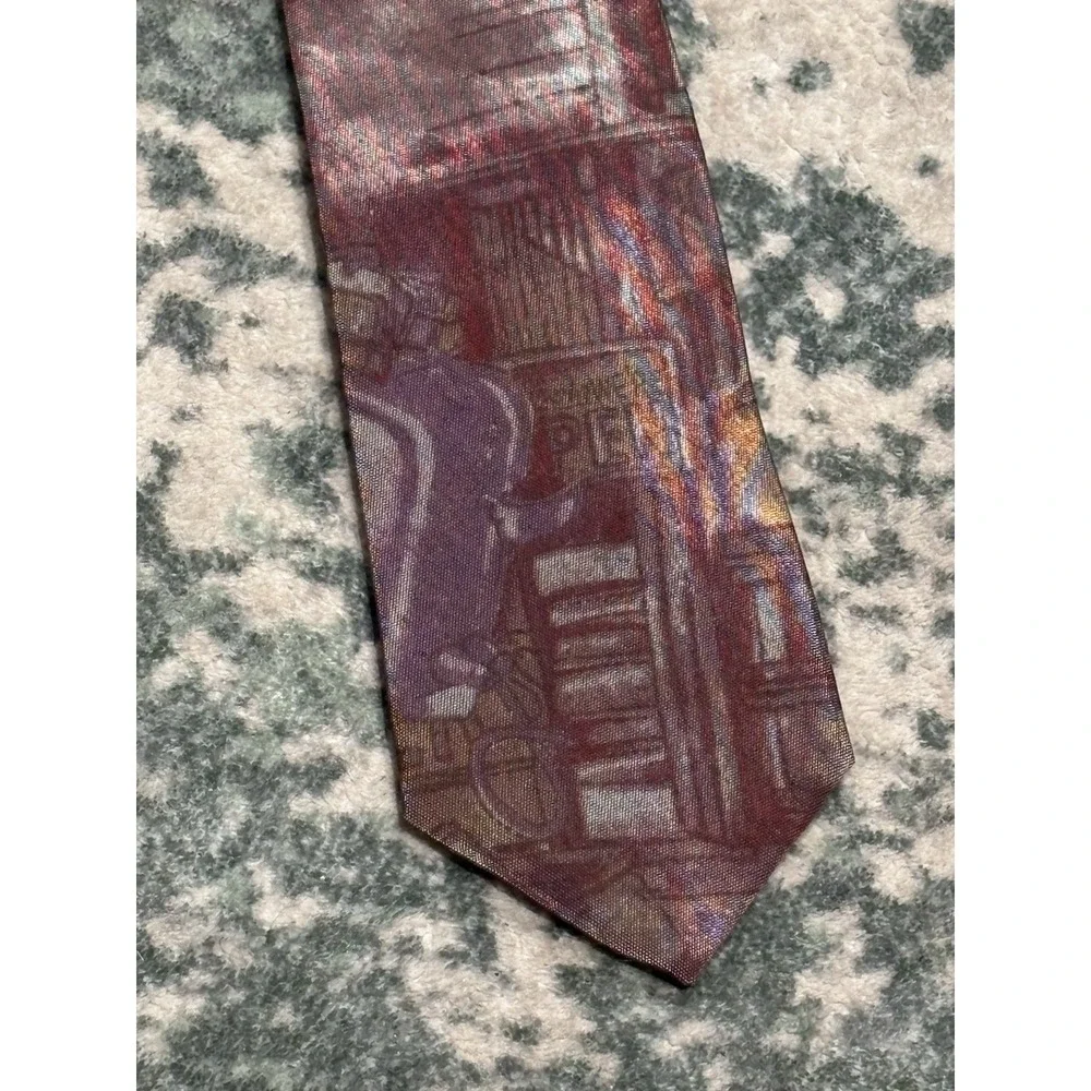 vintage Bugle Boy diner-themed Skinny necktie Made In USA